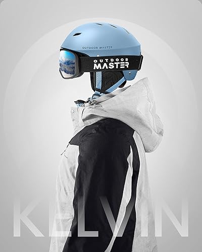 Vista 60 de OutdoorMaster Kelvin - Casco de esquí y snowboard para hombres, mujeres y jóvenes Gris