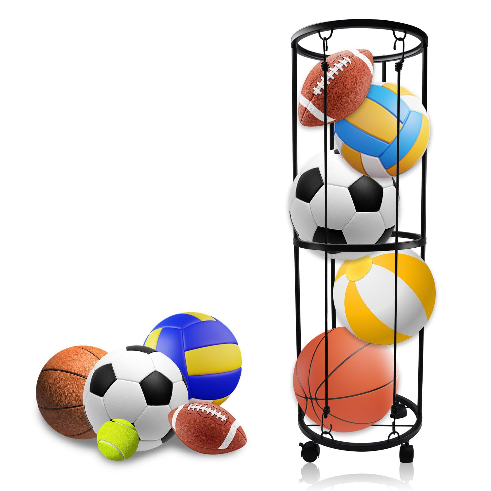 Cesto Portapalloni FORZA Con Ruote - Capienza 40 Palloni, Metallo Resistente, Con Freni - Foto 6