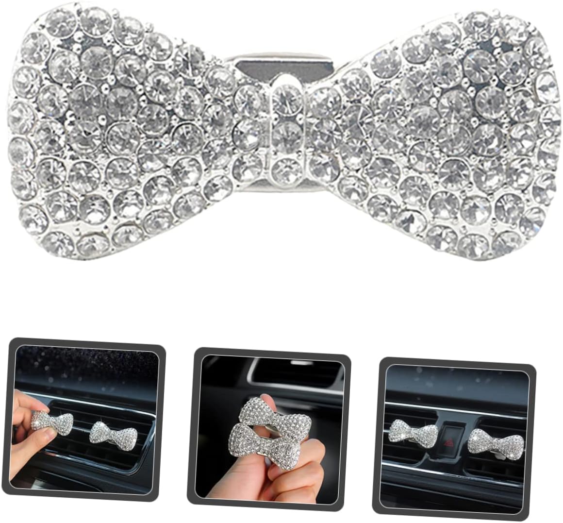 Car Air Conditioner Vent Clip Bow Car Decor Rhinestone Vent Clip Accessories