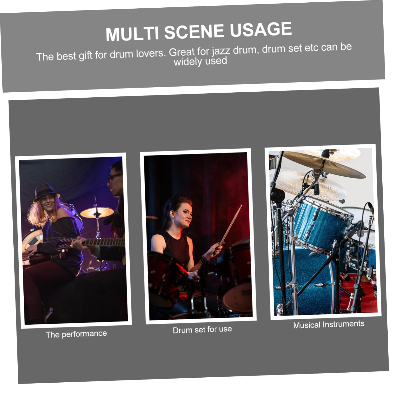 ifundom Drum Kit Drum Brush Sticks Set Drum Instrument Accessories for Stage Performance and Everyday Practice