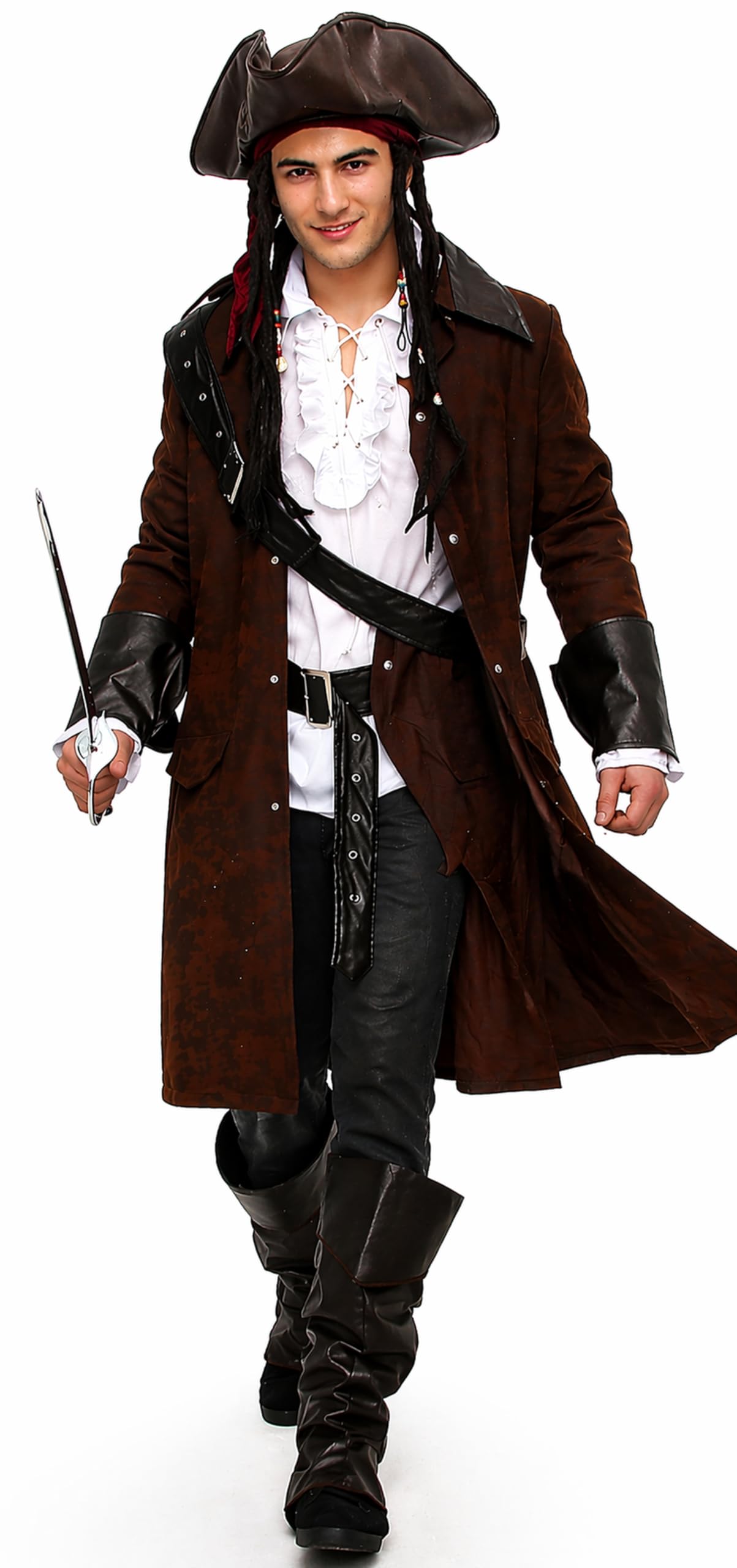 maylynn 12104 Jack - Costume di carnevale da pirata con cappello e accessori - uomo - marrone - M/L