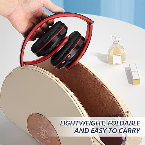 Miniatura 6 de Auriculares Bluetooth sobre la oreja, 60 horas de reproducción, plegables, ligeros, inalámbricos, estéreo de alta fidelidad, auriculares ajustables