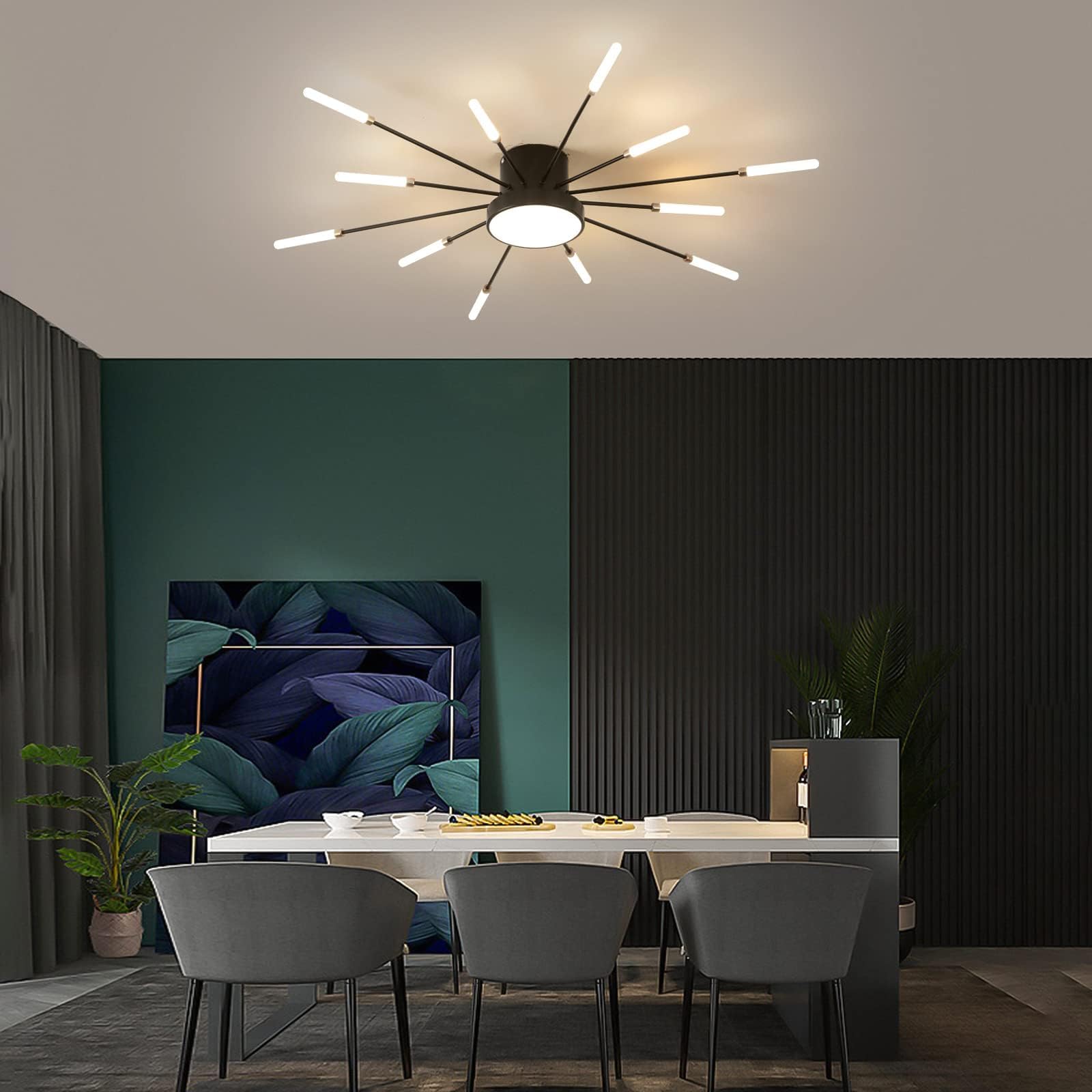 Plafoniera moderna a LED 12+1 teste Lampadari neri semi-incasso Illuminazione a soffitto per camera da letto Soggiorno Cucina Sala da pranzo Ristorante