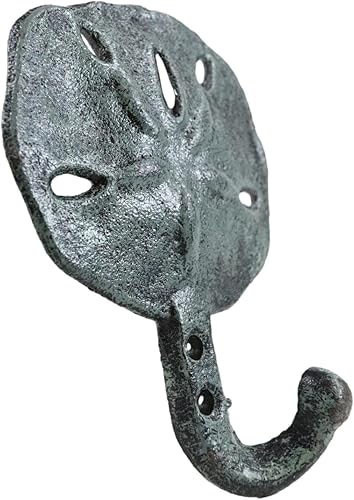 Miniatura 3 de Ebros Gift Paquete de dos ganchos de pared individual de hierro fundido con acabado de Verdigris náutico Sea Life Metal Hanger o perchas