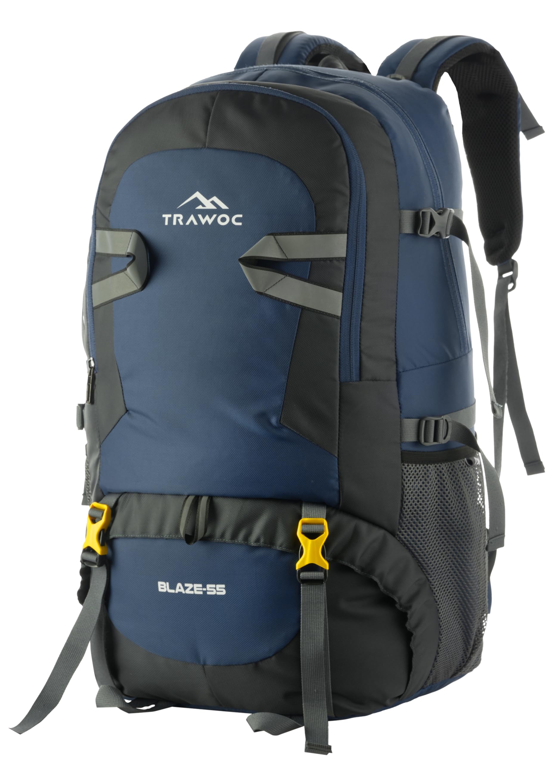 TRAWOC BLAZE 55 Liter Travel Backpack Daypack Bag for Camping Hiking Trekking Bag for Men & Women, Navy Blue, SHK014, 3 Year Warranty