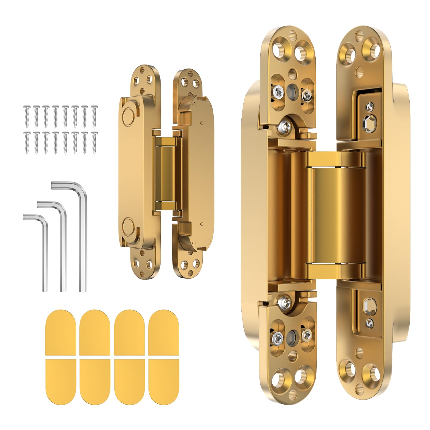 2PCS 9.7'' Invisible Concealed Door Hinges 180 Degree Swing Hinge (Gold)-