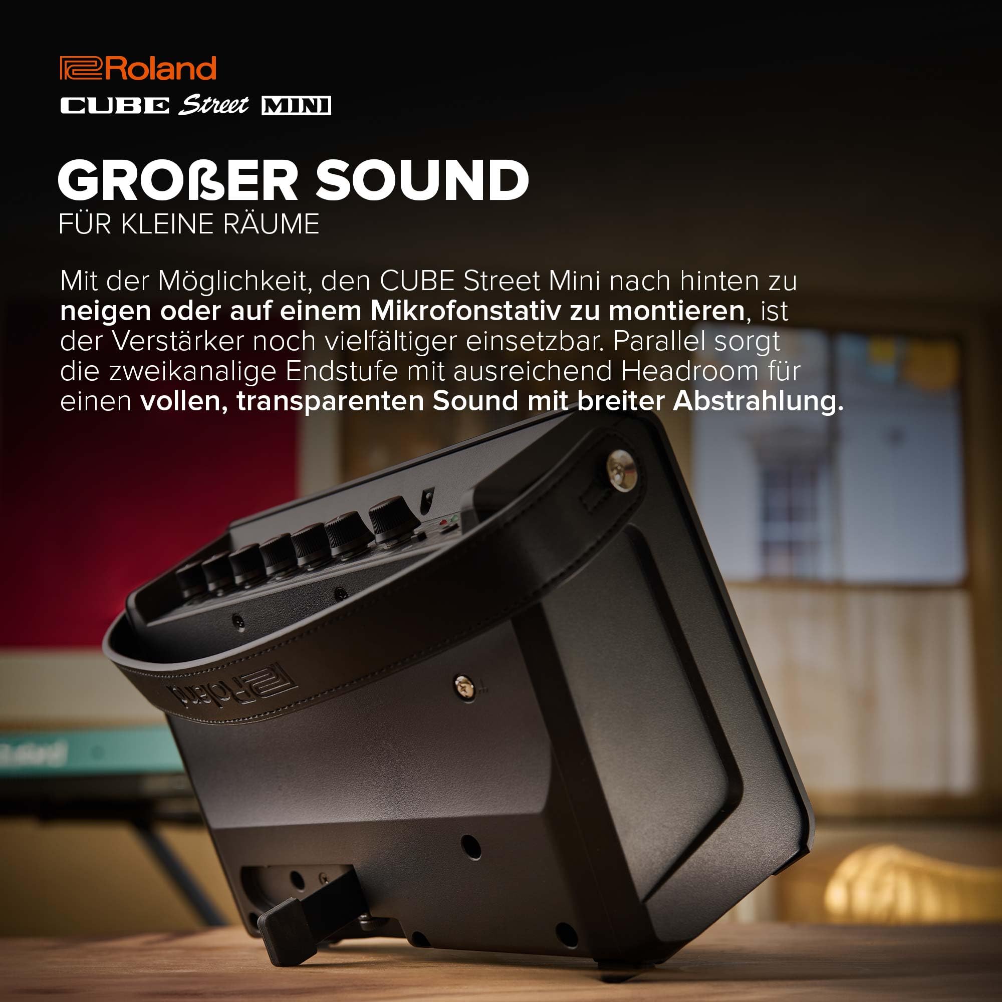 Roland Cube Street Mini | Ultrakompakter Verstärker | Hervorragender Sound | Ideal für kleine Events | Anschluss von Mikrofonen, Instrumenten & mehr | Bis zu 7 Stunden Batterielaufzeit