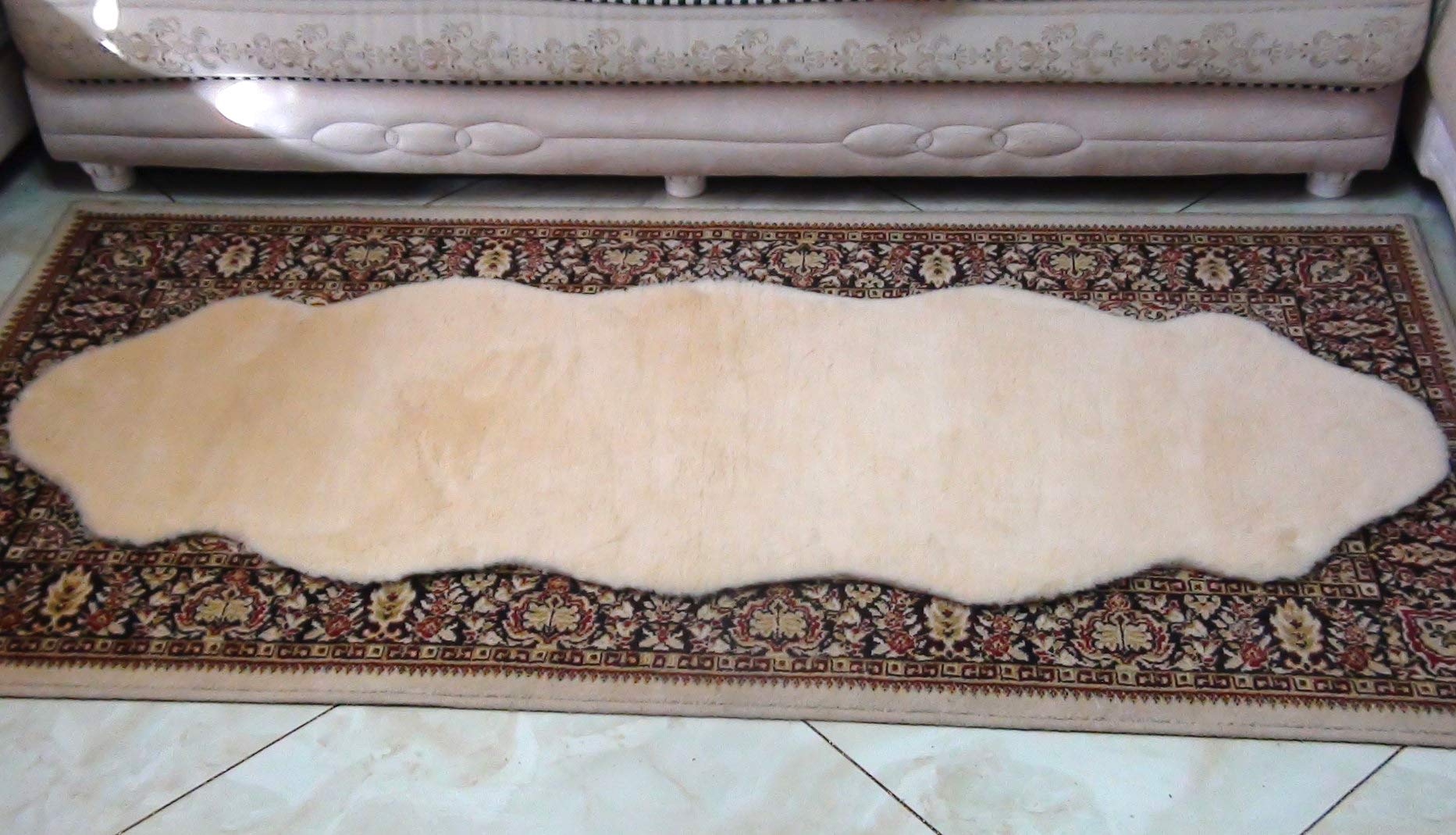 Amazon | FURFURMOUTON 洗える ムートン調 メリノウール ラグ 2