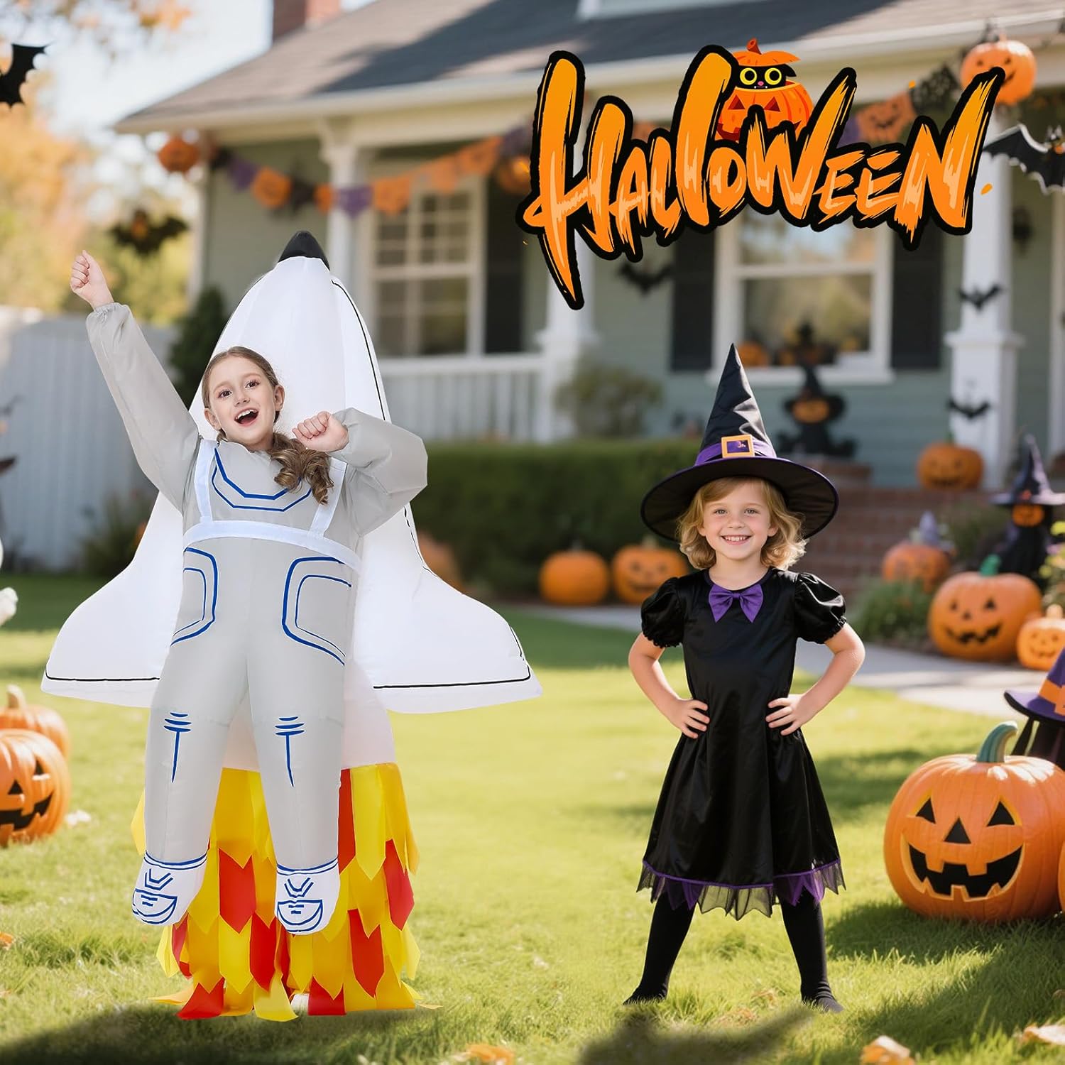 Tanganan Inflatable Spaceship Costume for Kids, Halloween Manned Spacecraft Rocket Costumes Suits Blow up Costumes for Boys Girls Cool Funny Fancy Dress Party - Image 6