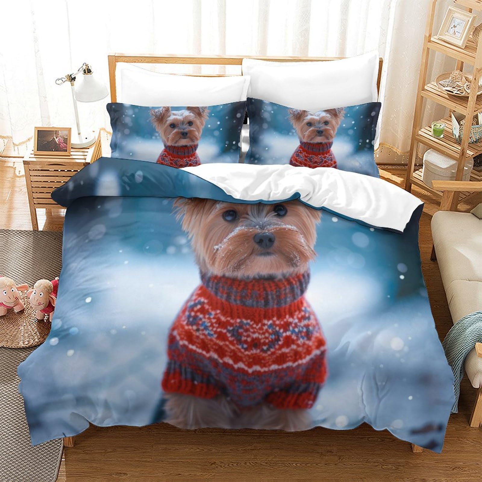 Linge de lit Yorkshire Terrier 3D pour exprimer votre amour des chiens dans une literie grand confort