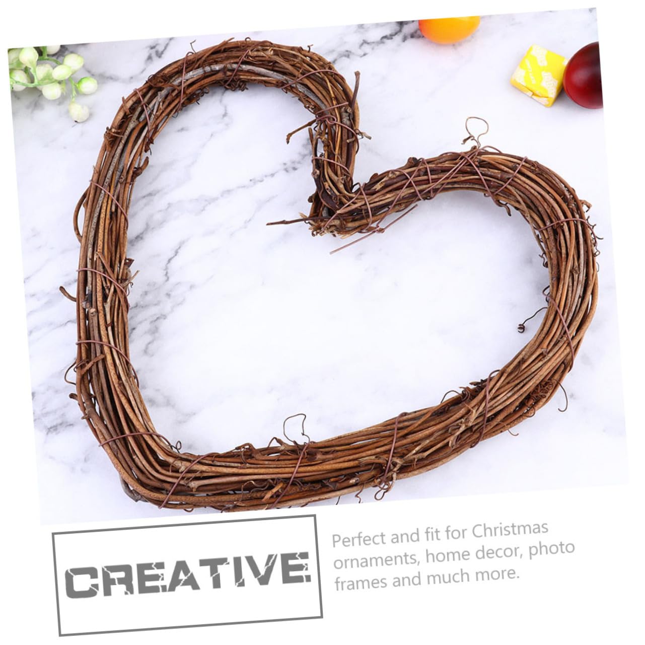 Abaodam 9piezas Guirnalda De Ratán Corazón para Decoración De Puertas y Fiestas Accesorios Naturales para Adornos El Hogar