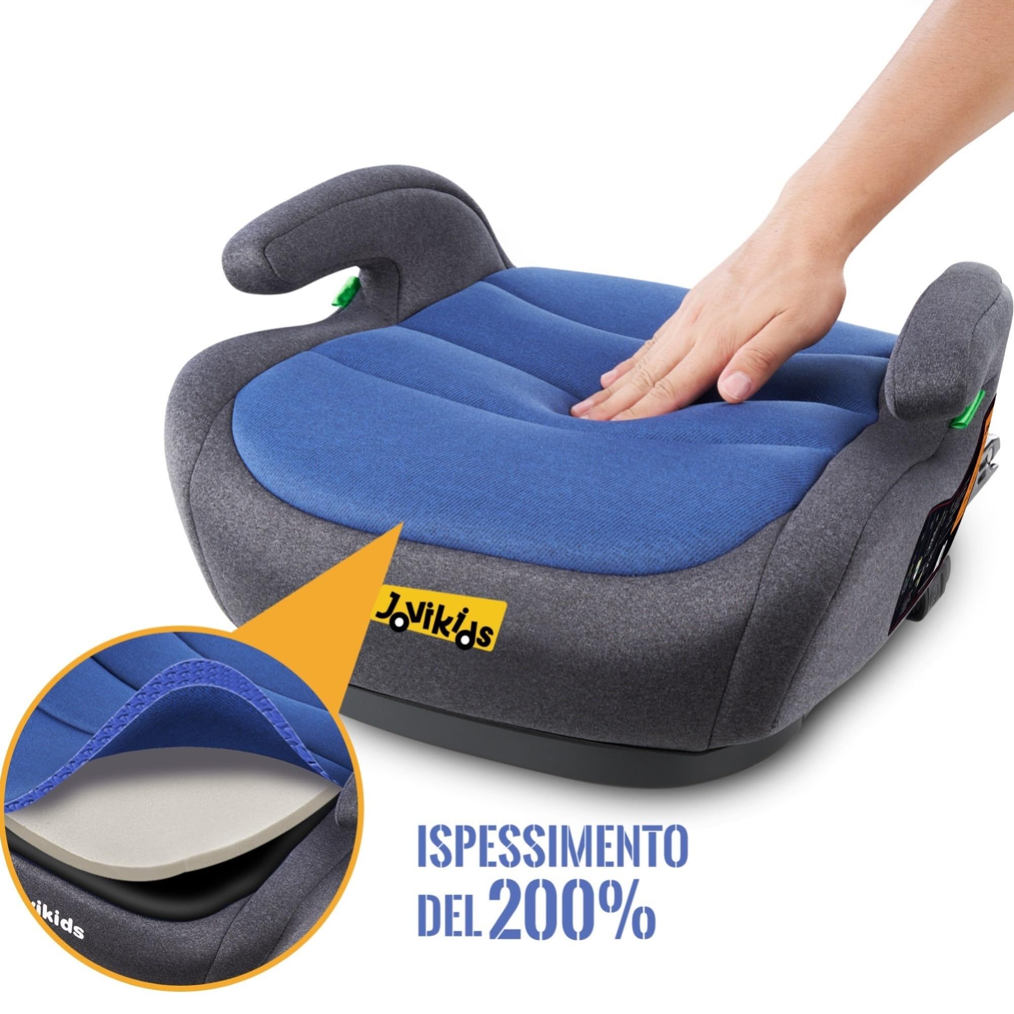 Jovikids Rialzo Auto per Bambini ISOFIX 125-150cm ECE R129, Alzatina Auto Bimbi 15-36 kg, Seggiolino Auto Gruppo 2-3 da 6 a 12 Anni - Blu