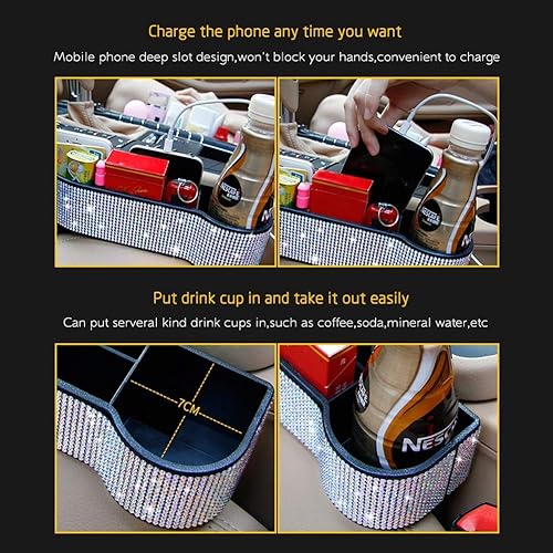 Miniatura 6 de eing Organizador lateral para asiento de automóvil, relleno de espacio para asiento de automóvil, organizador de almacenamiento de consola de