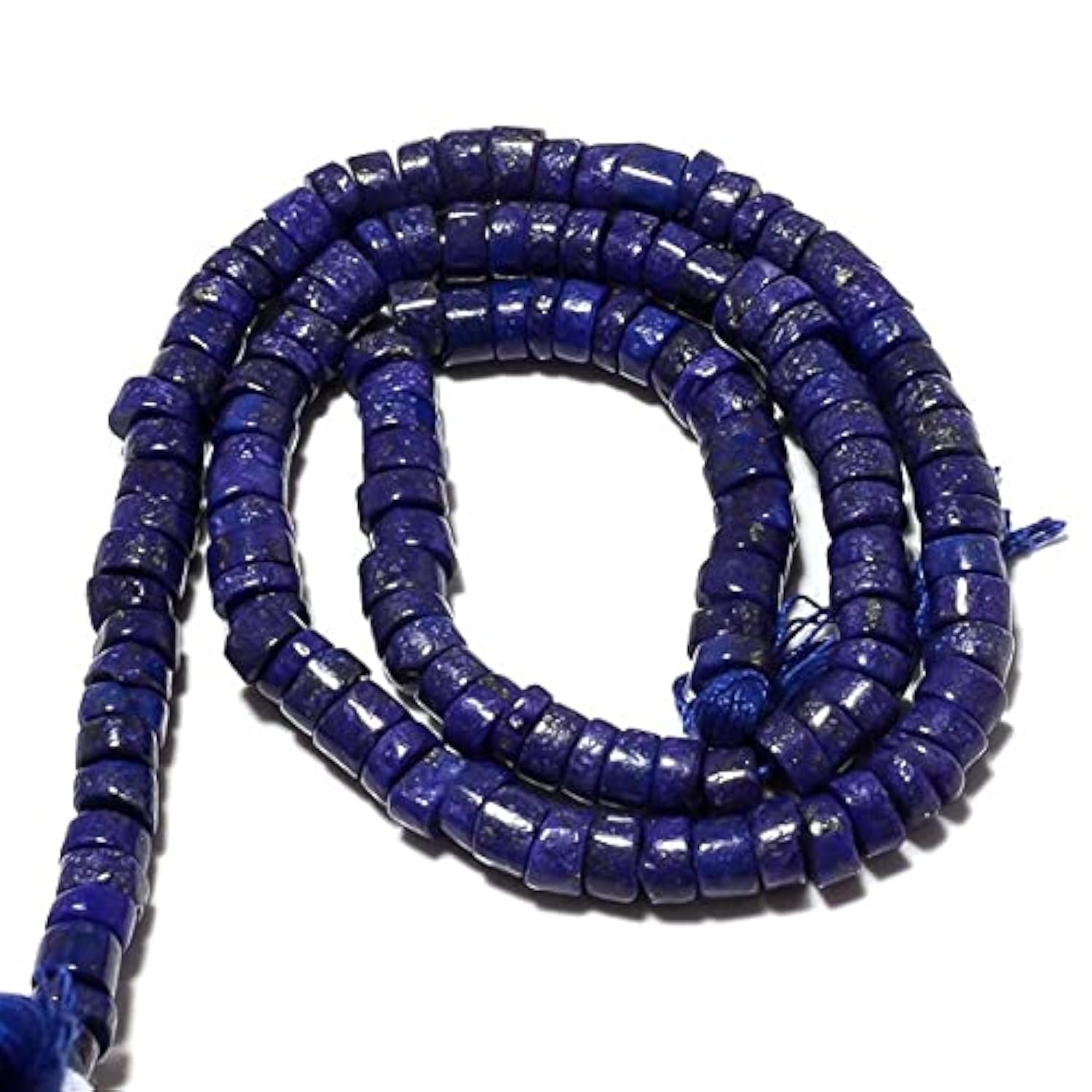 Rondelle en lapis-lazuli véritable 4mm, fil de pierres naturelles polies