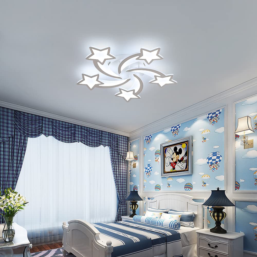 Goeco Plafoniera LED Soffitto, 60W 6700LM Lampadario Cameretta a Forma di Stella, Lampada da Soffitto per Soggiorno Camera da Letto Camera dei Bambini, 6500K Luce Bianca Fredda