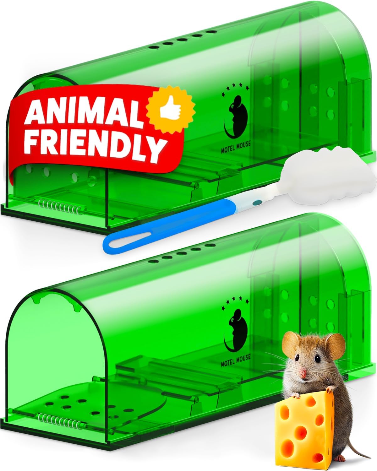 Catcha 2 Piece Humane Smart Mouse Trap Live Catch and Release Rodents, Safe Around