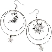 Vista 1 de Sacina Aretes góticos de sol y luna, aretes de luna y estrella, aretes de estrella, aretes de luna para mujer, aretes colgantes de estrella, aretes