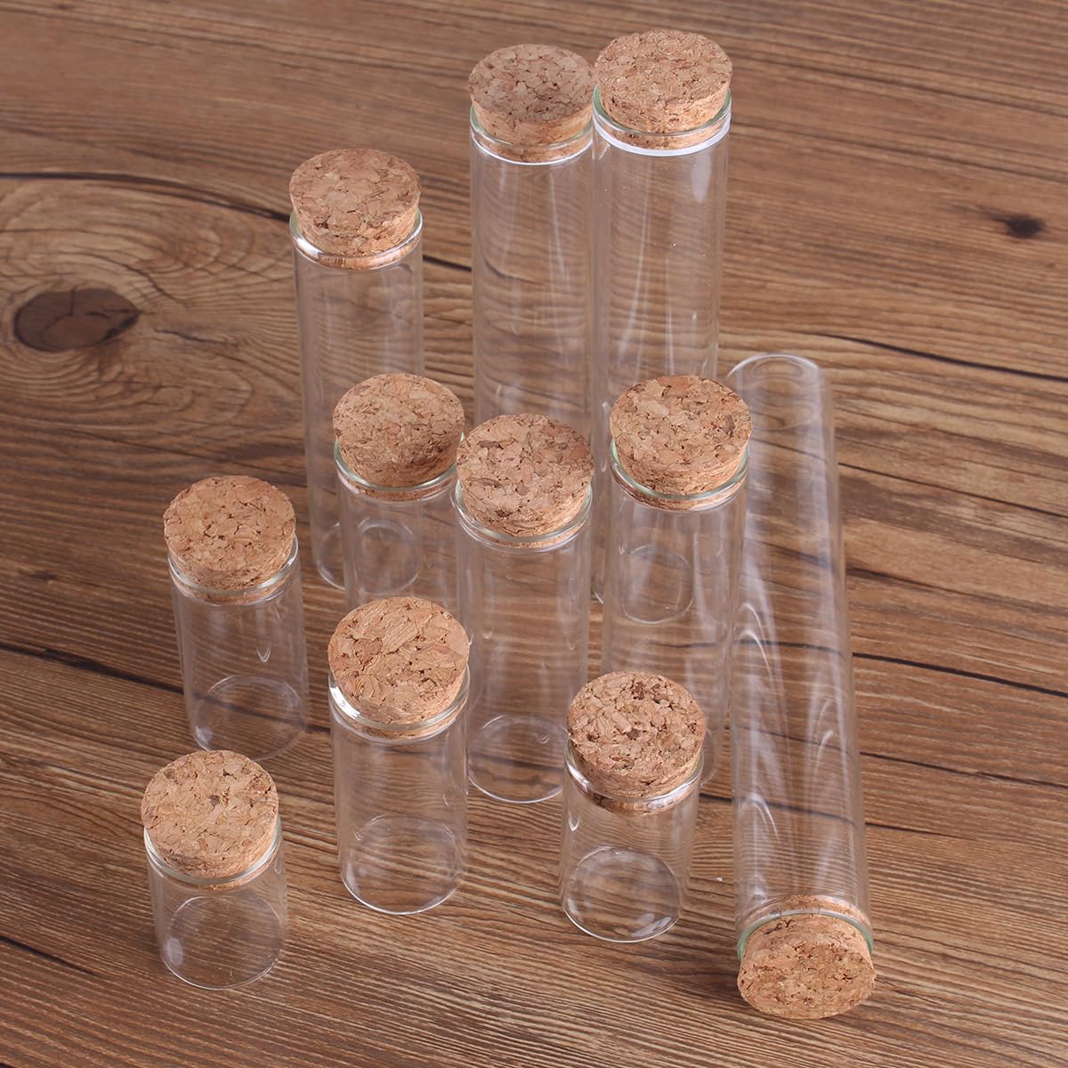 probówki ze szkła borokrzemowego, Szklane probówki z korkami, 12 szt., 15-60 ml, wiele rozmiarów, do majsterkowania(45ml)
