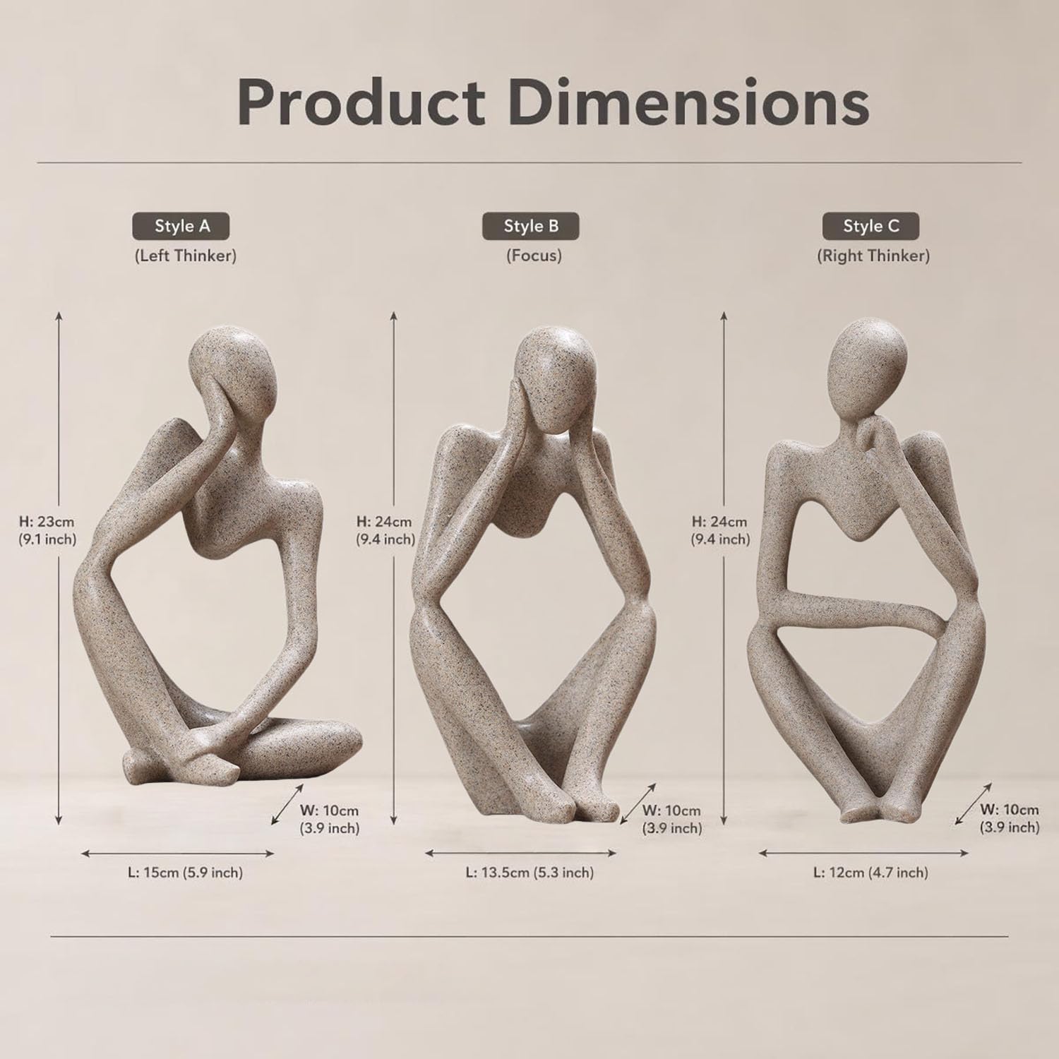 Abstract Style Thinker Sculptures Sandstone Resin Statue Ornament
