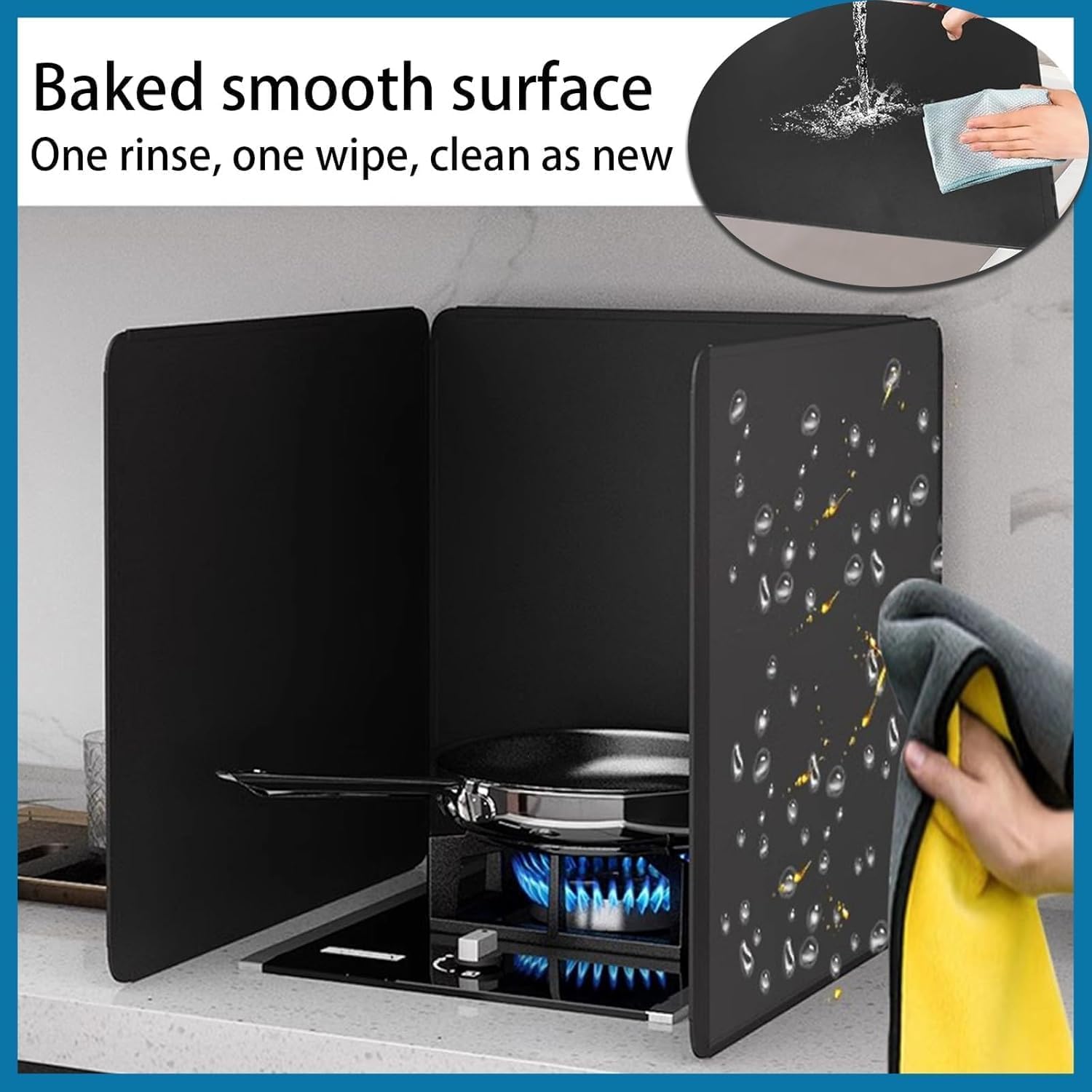 Foldable Stainless Steel Grease Splatter Screen, Non-Stick 3 Sided Splatter Guard, Cooking Frying Oil-Proof Splash Kitchen Tool