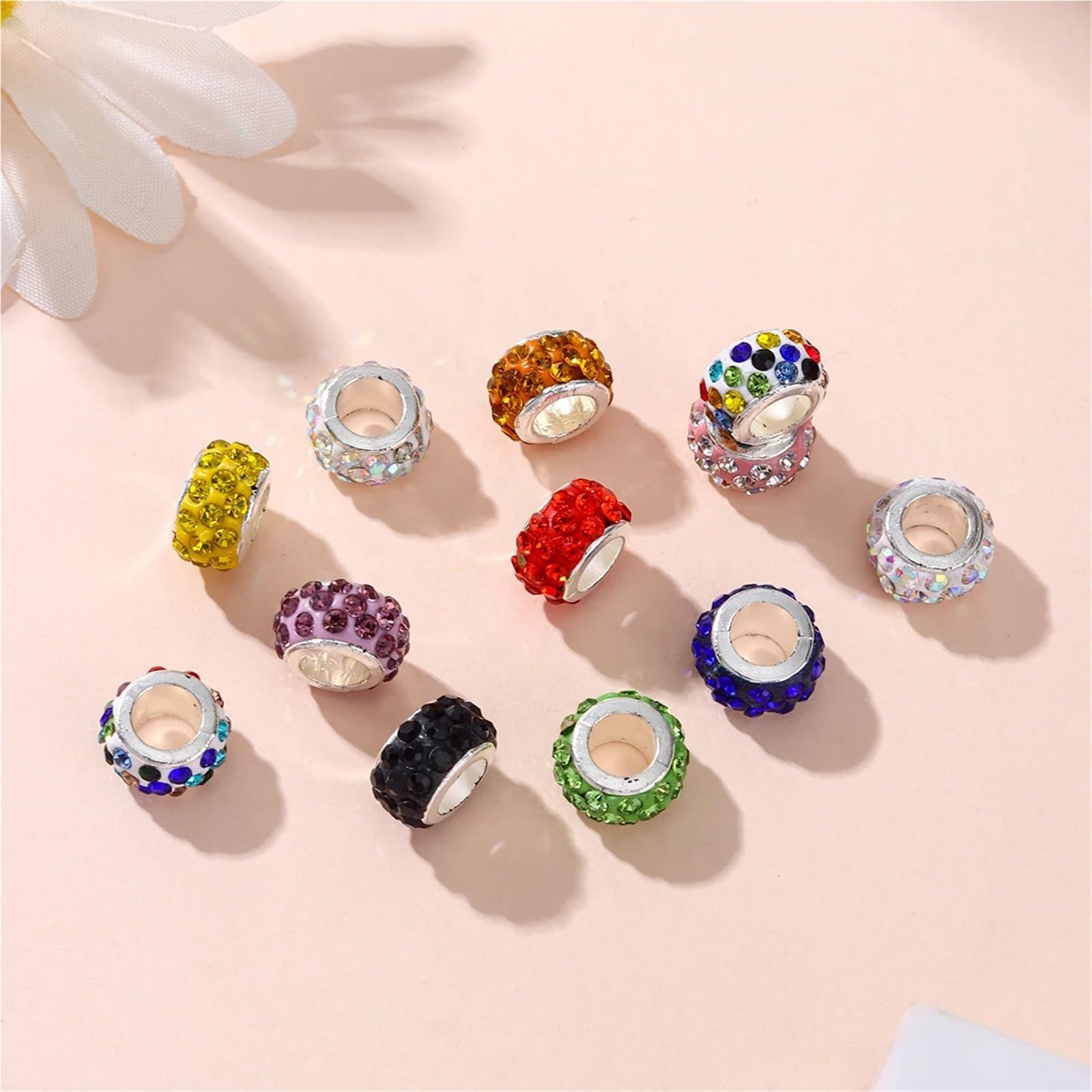 Nity z kryształu górskiego 150 szt. Rhinestone kolorowy sztuczny kryształ koraliki z dużymi otworami do tworzenia biżuterii DIY bransoletka naszyjnik Charms rękodzieło