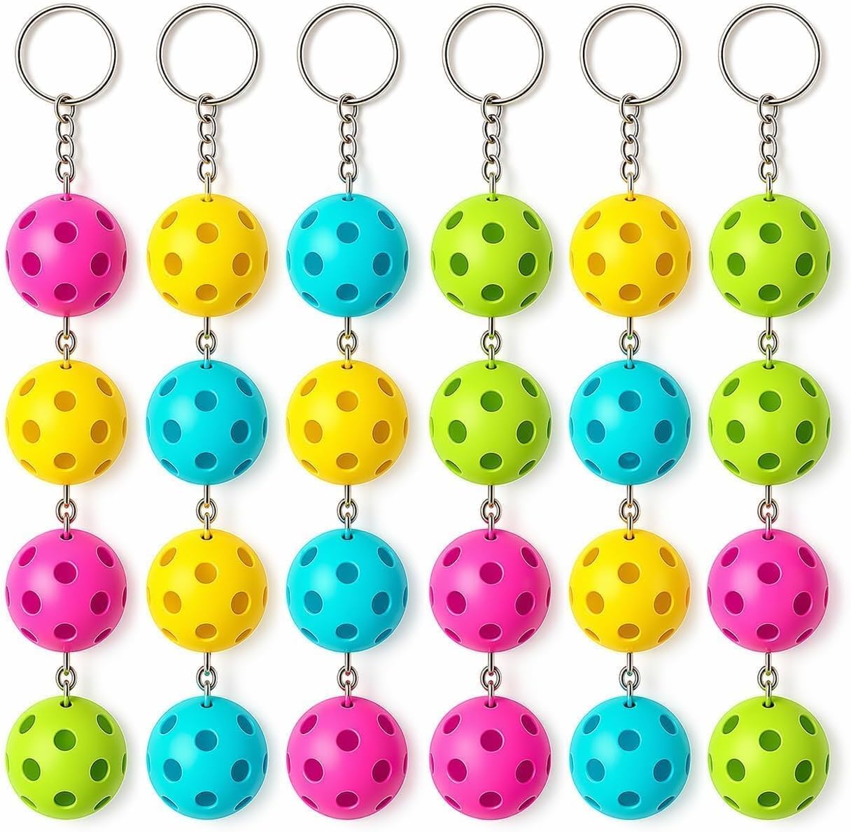 Pickleball Keychain Set 8/16/24/48 Pack - Fun Unique Gifts for Women Men & Lovers - Bulk Team Accessories Party Favors