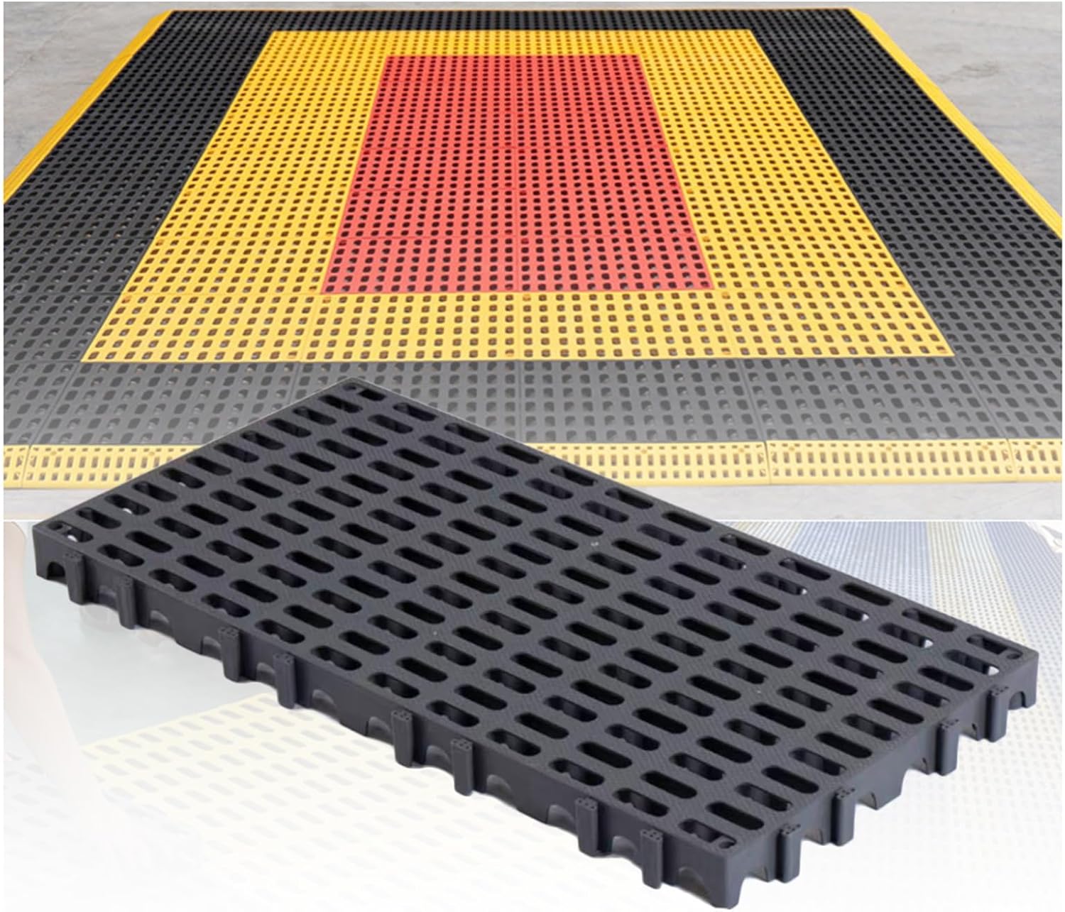 インターロッキング排水床タイル、4枚のポリプロピレンPP素材モジュラーインターロッキングクッション バスデッキパティオガレージプール