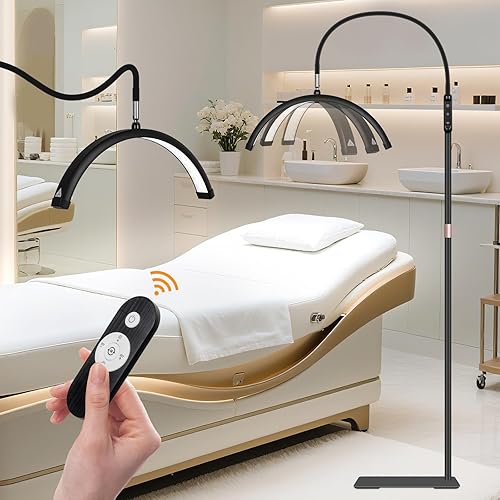 Miniatura 9 de HITTI Luz de pestañas para tecnología de pestañas, lámpara de pie flexible de cuello de cisne LED de media luna para esteticistas y artistas,