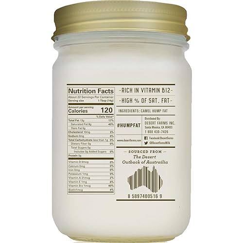 Miniatura 2 de Desert Farms - Grasa de joroba de camello orgánica real para cocinar - Certificado Halal, Paleo y Keto - Uso rápido de fusión para freír
