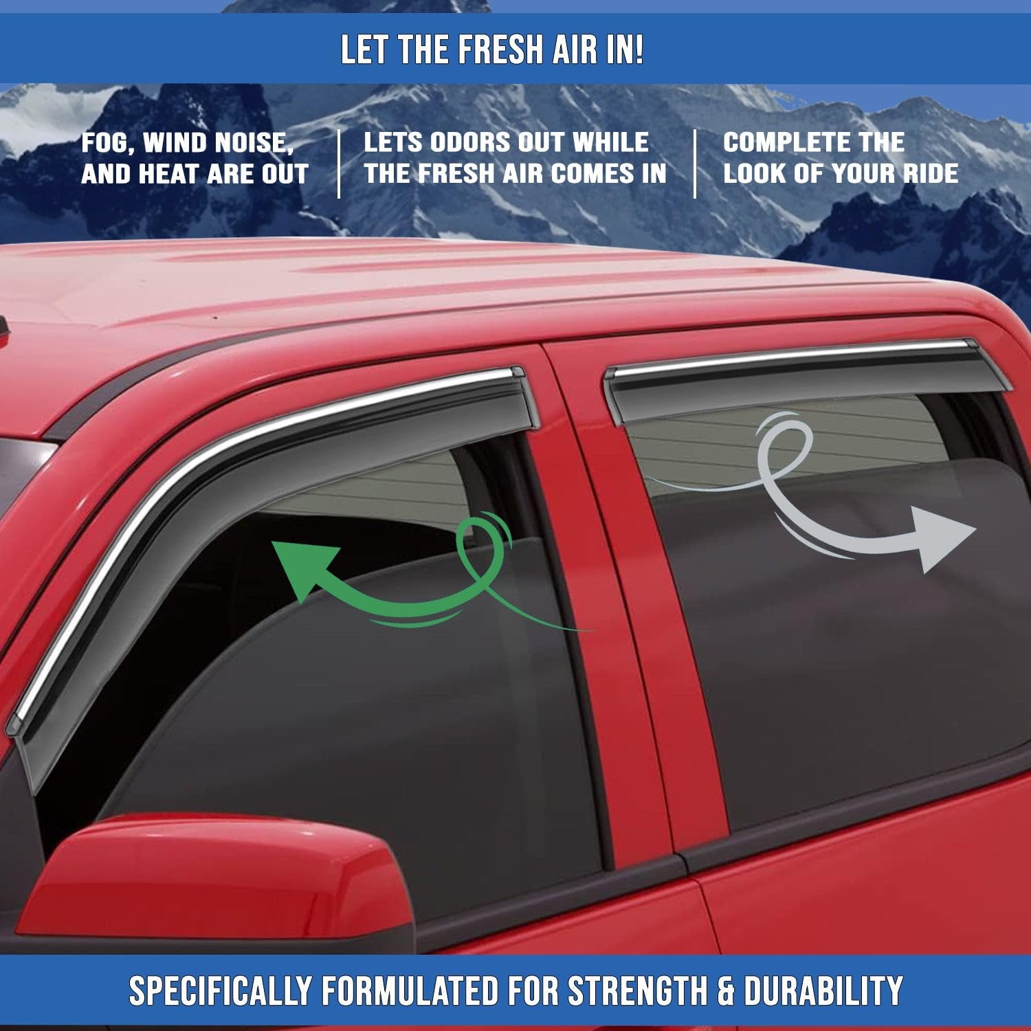 Windsor EV Side Door Visor Car Rain Guard Compatible with Morris Garages (MG) Windsor EV (Year 2024-2025 Onwards), Chrome Lined Rear Window Wind Deflectors, Polycarbonate, Smoke, Set of 4 Pcs - Image 3 thumbnail