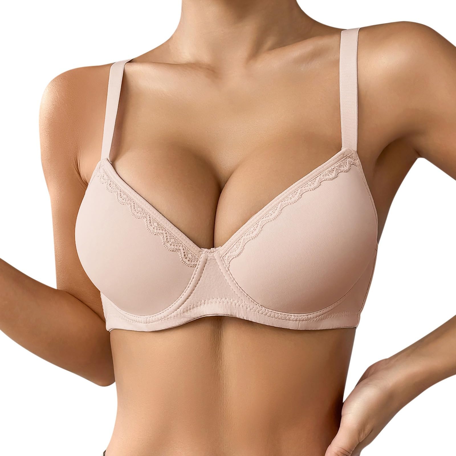 Soutien-gorge à trois boutons push-up respirant beige 36D - 8