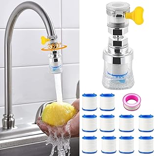 Sink Filter Water Faucet, 360 Degree Rotating Faucet Filter Purifier Kitchen Tap Filtration Removes Chlorine Fluoride Heavy Metals Hard Water for Home Kitchen & Bathroom Sink