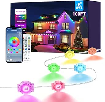 13 Best Permanent Outdoor Lights For Halloween In 2026 11 100FT RGB Waterproof Outdoor Christmas Lights with Smart App Control