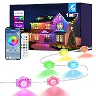 100FT Permanent Outdoor Lights for House, RGB LED Waterproof Smart Eave Lights Outdoor House Decor with Smart APP Remote Control, Outside Eaves Lighting for Holiday, Christmas, Roof, Party, Daily
