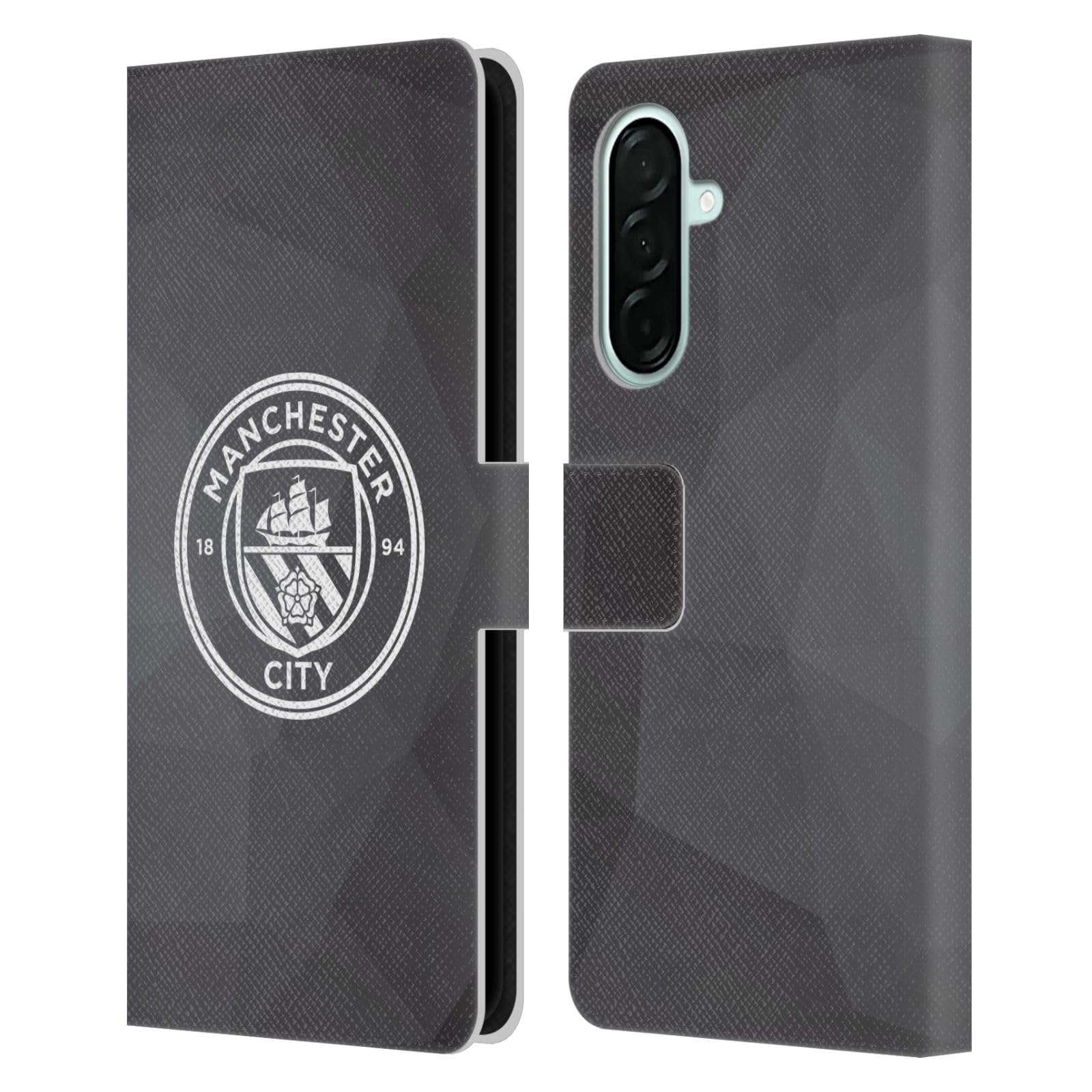 Head Case Designs Officially Licensed Manchester City Man City FC Black White Mono Badge Geometric Leather Wallet Case Compatible With Samsung Galaxy A26 5G