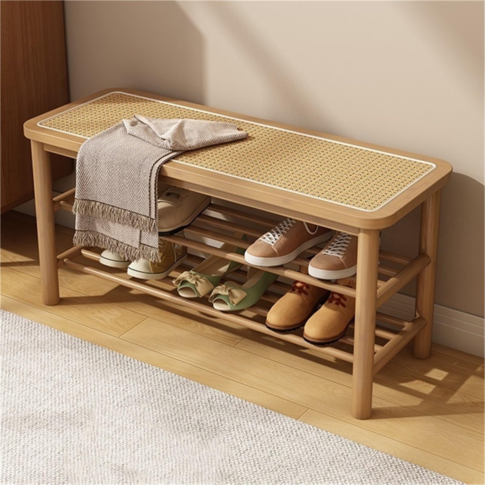 IvyLoutish Entryway Storage Bench Entrance Shoe Rack Shoe Changing Stool Bench with Shoe Storage Rustic Style Shoe Organizer for Living Room Entryway Hallway,Ideal for Home