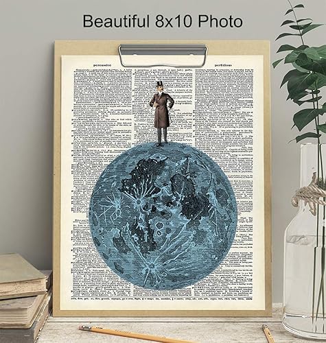 Miniatura 3 de Decoración de pared de luna, arte de pared de luna, hombre en la luna, póster sin marco de 8 x 10 pulgadas, regalo único para astronomía,