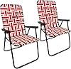 Web Chair – Lightweight & Portable – Retro Style Lawn Chair – High Back Design - Outdoor Chair for Backyard, Camping, Sporting Events, Concerts, Football Games – Easy Folding Red 2 Pack
