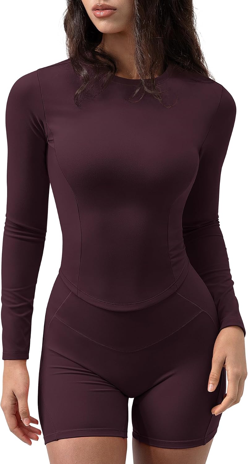 AVGO Long Sleeve Workout Tops for Women Fitted Athletic Gym Shirts Crop Top
