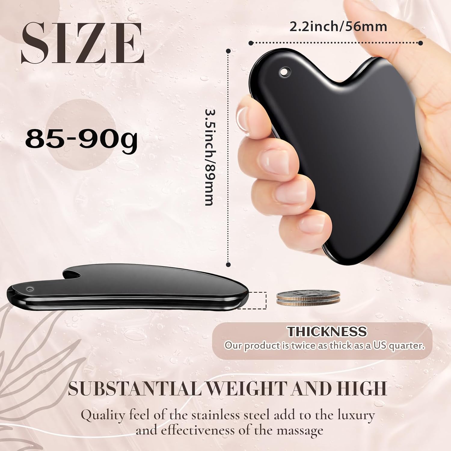 Nuanchu Stainless Steel Gua Sha Facial Tool, Metal Gua Sha for Lymphatic Drainage, Guasha Face Sculpting Double Chin Reduce with Pouch Mother Day Self Care Gift(Black)