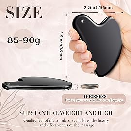 Nuanchu Stainless Steel Gua Sha Facial Tools Metal Guasha Tool for Face Body Jawline Shaper, Double Chin Reducer, Puffiness Reducing, Lymphatic Drainage Massager Skin Care Gift with Pouch(Black)