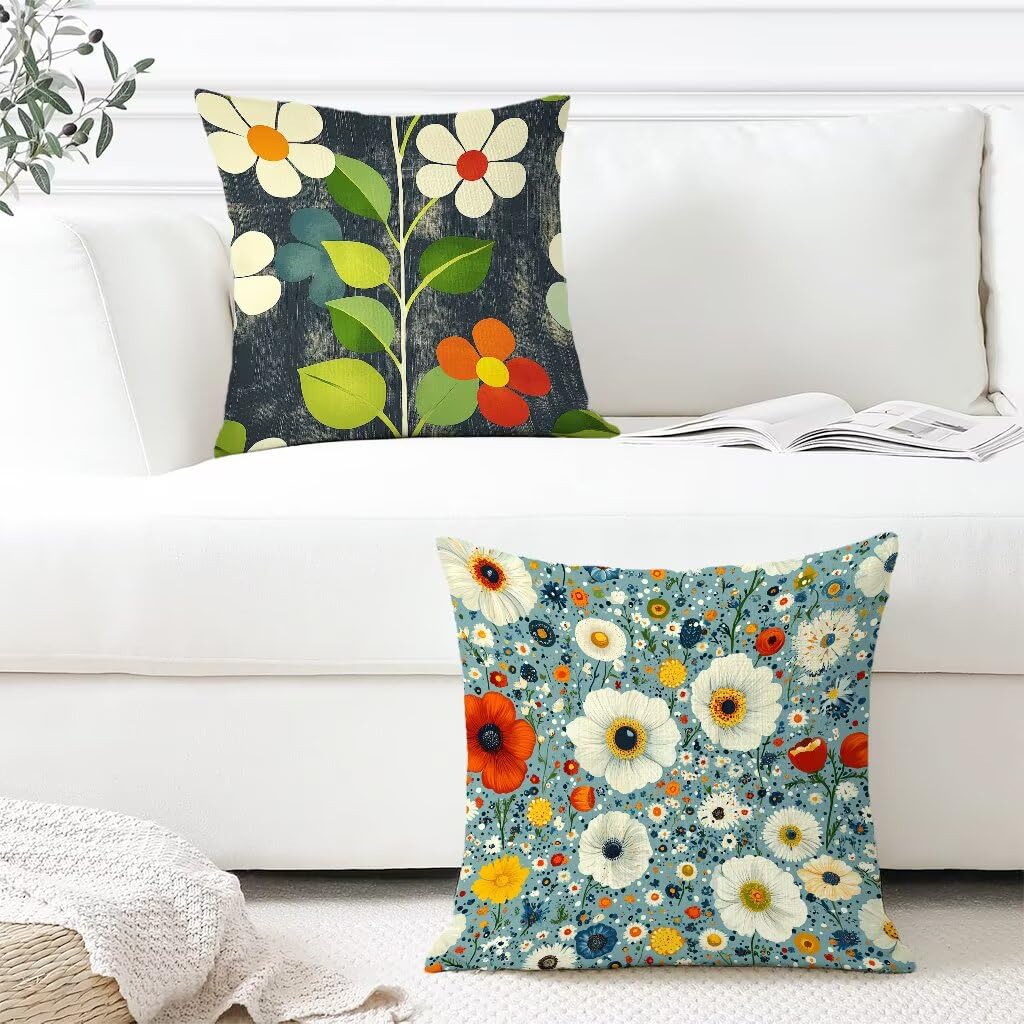 Kissenbezug 65x65cm 2er Set Farbe Wasserfestem Dekokissen Blume Weich Sofakissen Velvet Quadrat Kissenhüllen Beidseitiger Druck für Sofa Couch Garten Outdoor Terrasse Heimdekoration Geschenke 1-11924