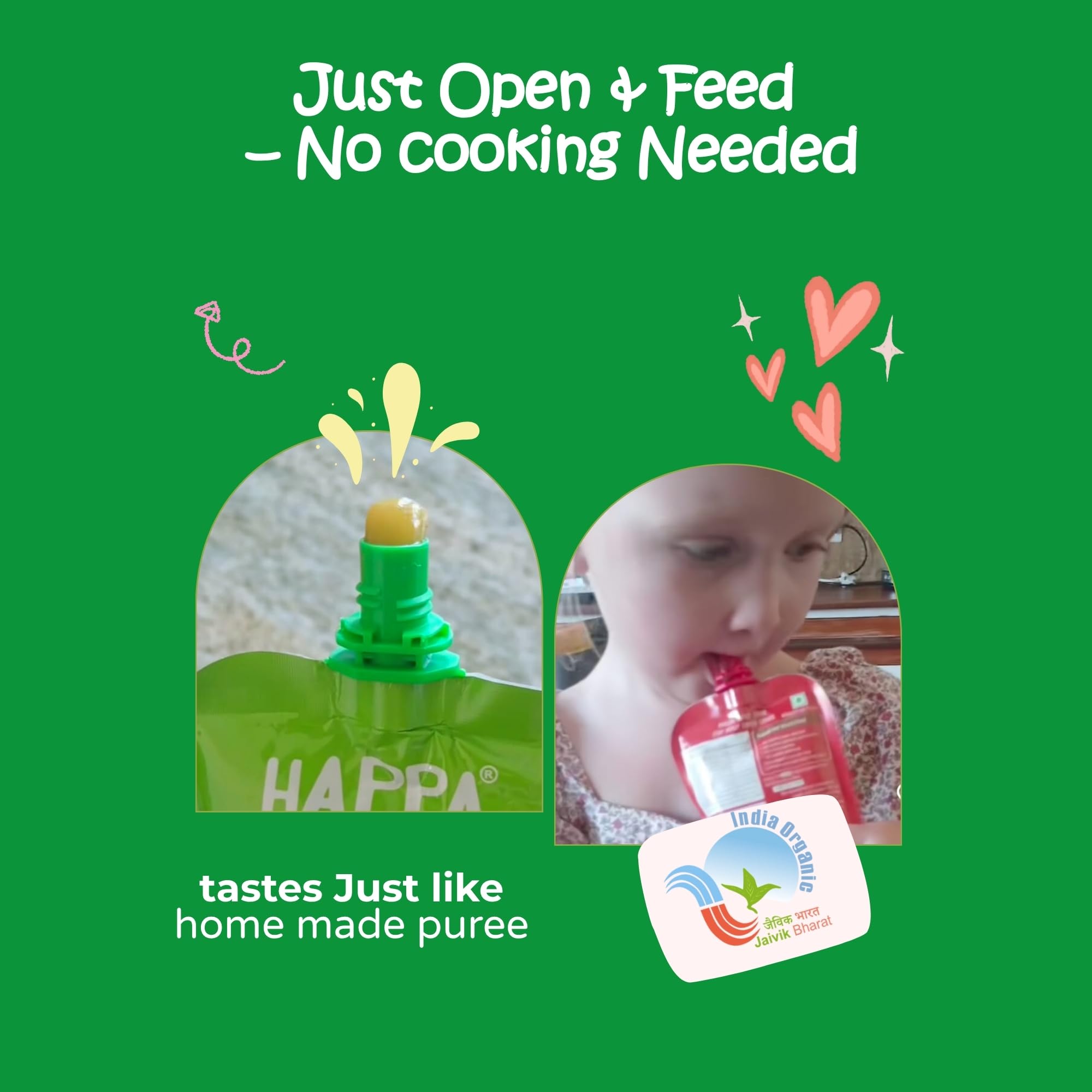 Happa Organic Baby Food Mango and Banana Puree | 100% Fruits | No Added Sugar, No Milk Powder, No Preservatives | Stage 2 (6 Months+) | Ready to Eat | Free from Common Allergens | Pack of 1 (100g Pack) 4