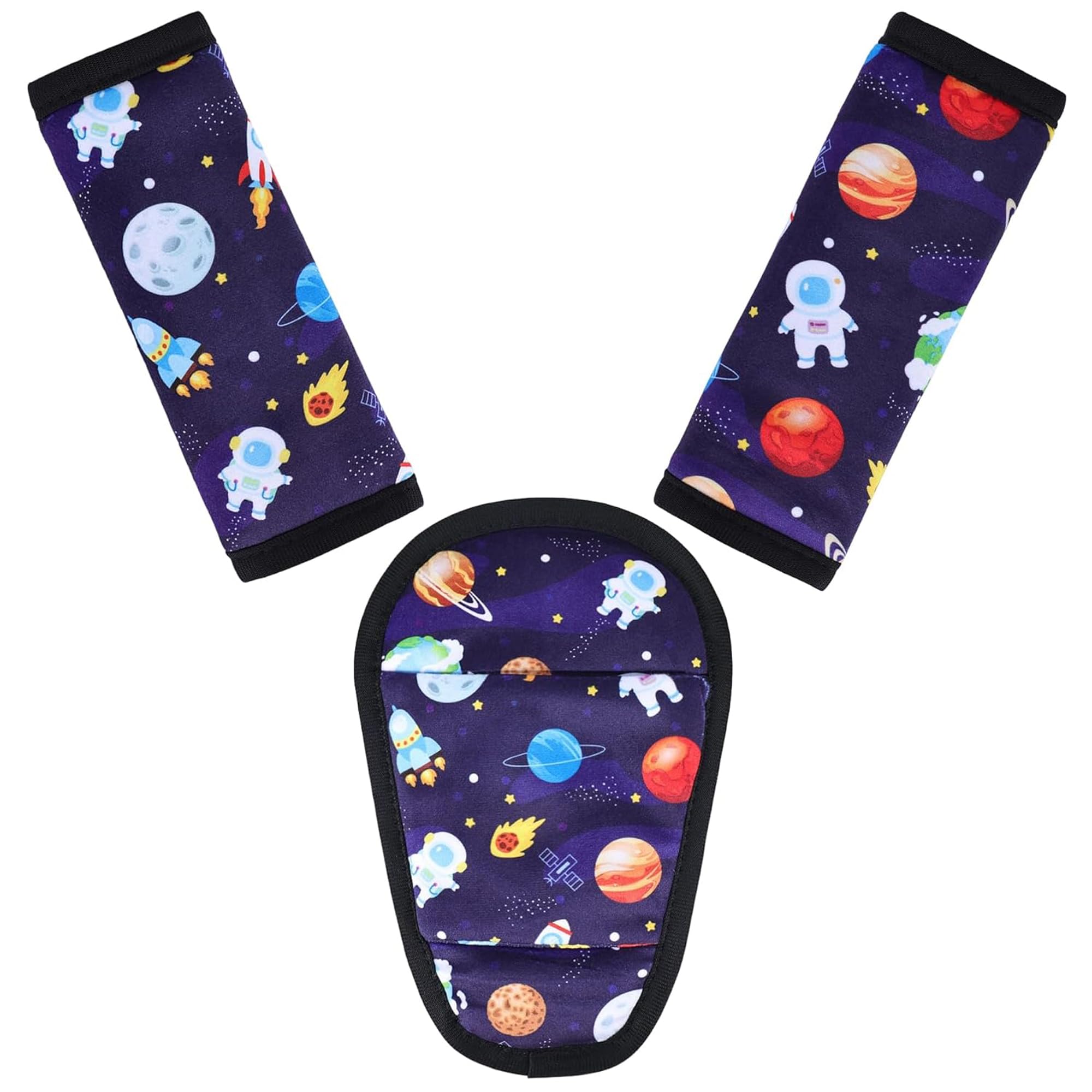 AZAMIA 3 Pcs Car Seat Stroller Straps Pads for Baby, Newborn Soft Shoulder Strap and Crotch Covers, Universal Shoulder Straps Pads for Car Seat, Pushchair, High Chair (Starry Sky) - 2