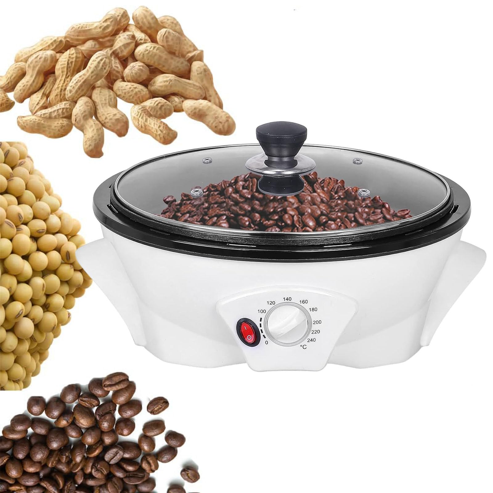 Machine À Torréfier Le Café,Torréfacteur Électrique 800 G,4 Trous Ventilation/Température Réglable/0-240 ℃/Machine Cuisson Grains Café À Domicile-Débutants Et Amateurs Café