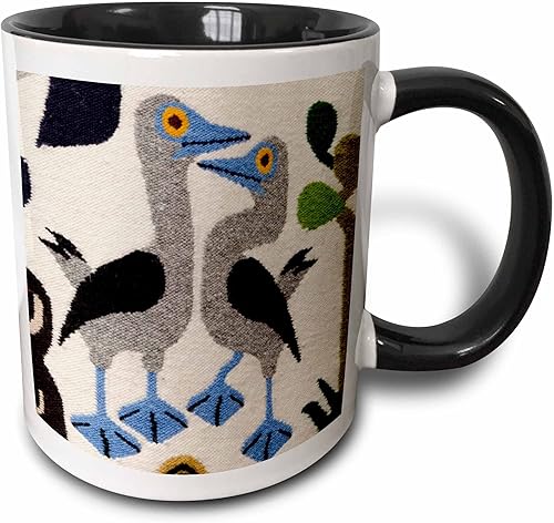 Miniatura 9 de 3dRose Ecuador Quito Otavalo Artesanía Mercado Bordado Textil Manta Textil Taza de Dos Tonos, 11 oz, Azul