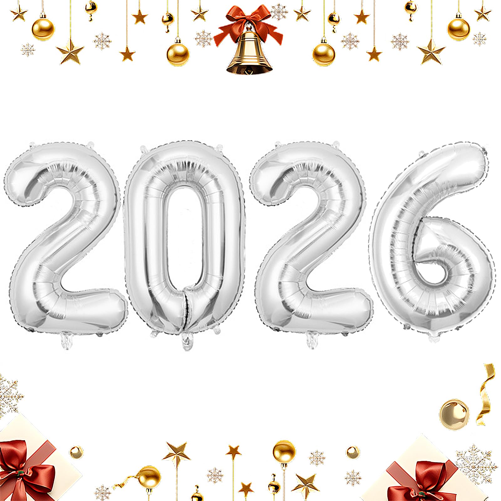 Photo 1 of Silver 2026 Balloons, Large 32 Inch Foil 2026 Number Balloons, Grad Balloons for Class of 2026 Graduation Party, Silver Matellic Foil New Year Birthday Home Office Party Supplies