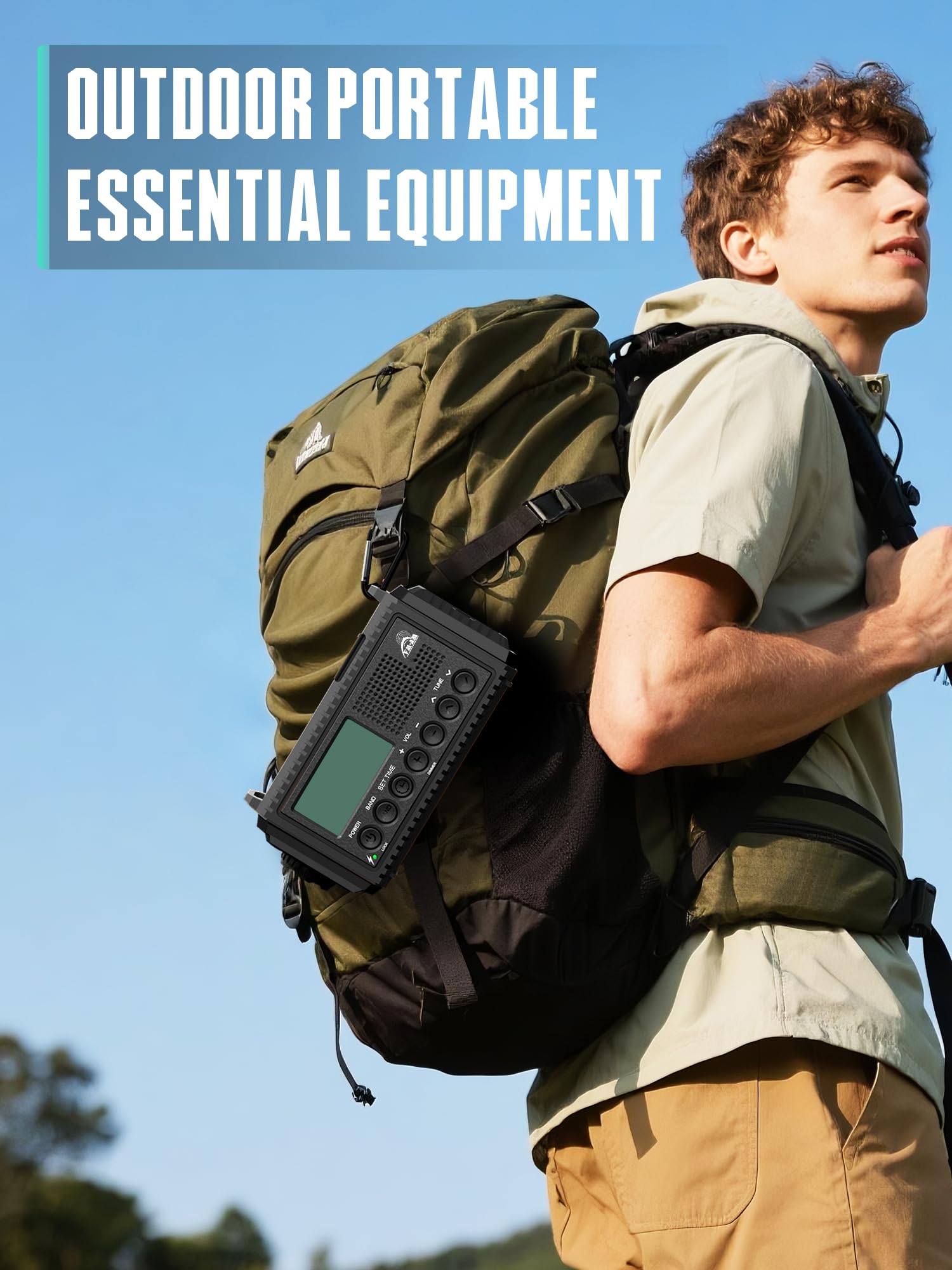 Kurbelradio mit Solar & 12000mAh Powerbank | AM/FM/SW Notfallradio, USB-C Handyladung, SOS-Alarm, Taschenlampe & Leselampe | Radio mit Weltempfänger | Wasserdicht, Tragbar für Camping, Outdoor,Schwarz