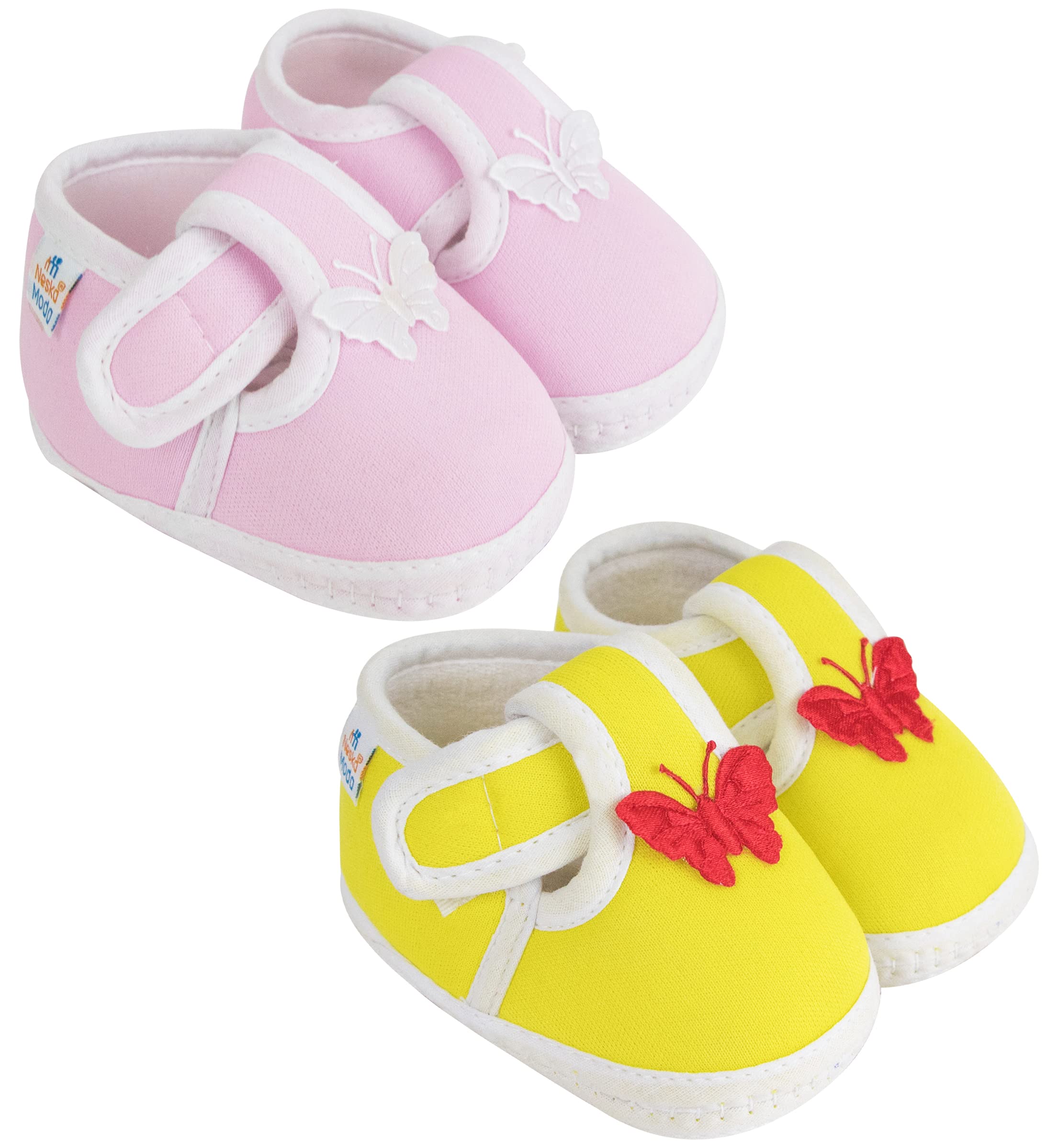 neska moda 12 To 18 Months Baby Boys & Girls Pack of 2 Pair Cotton Butterfly Hook & Loop Baby Booties-picture-34