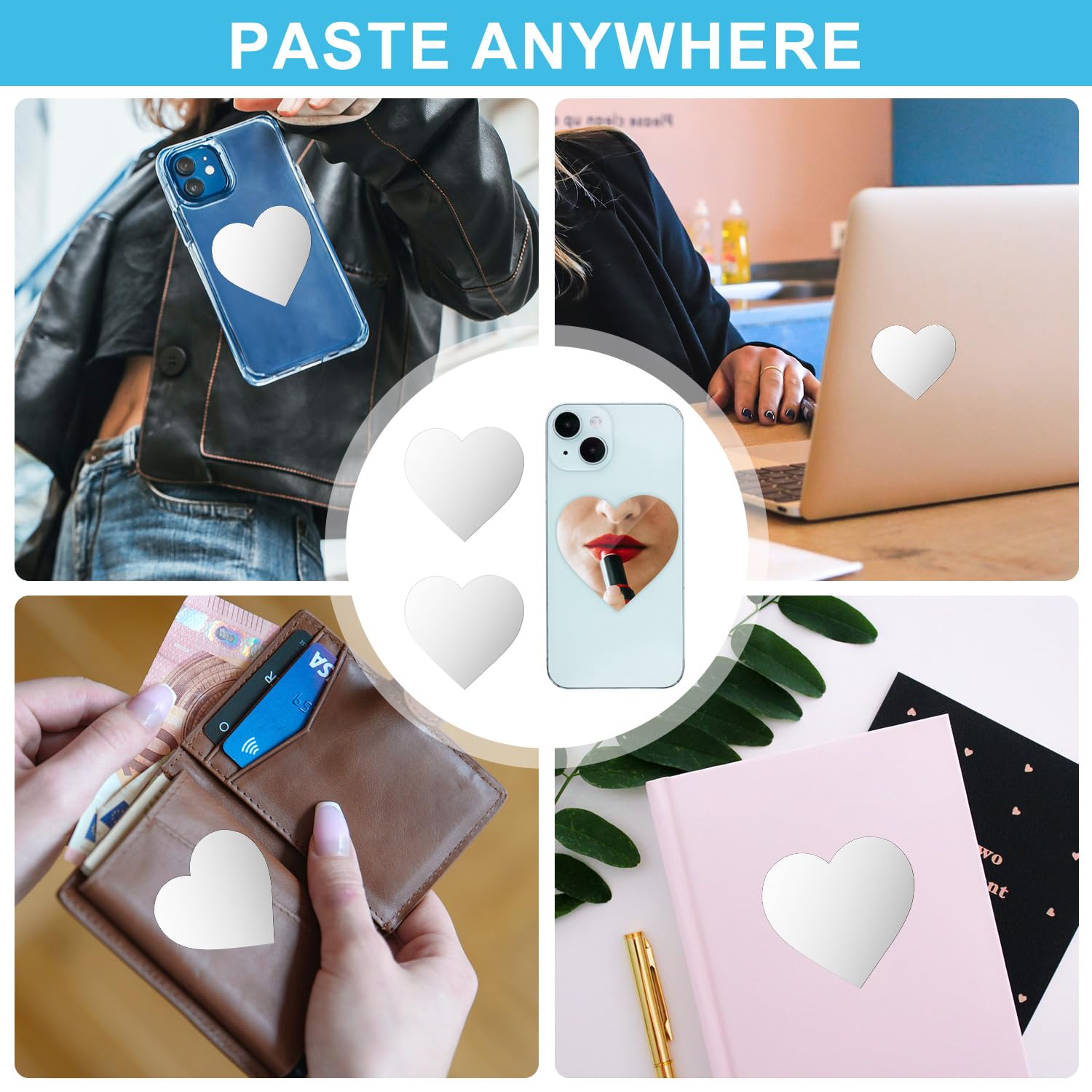 Adesivi Specchio Per Telefono - 5 Pezzi In Acrilico, Autoadesivi, Per Trucco E Decorazione - Foto 9